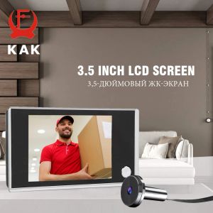 KAK 3.5" Digital Door Peephole Camera Electronic Door Viewer Bell 120 Degree Wide Angle HD Screen Home Security System Hardware