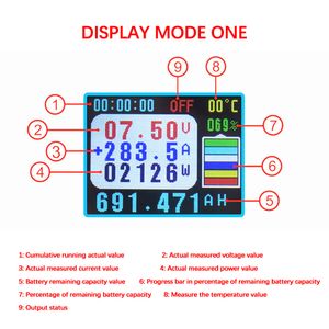 CC 120V 100A 200A 300A 500A LCD LCD Medidor de tensão Power KWH Watt Meter 12V 24V 48V 96V Capacidade de bateria Tester Monitor