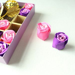 Yo Cho Cho Flores Artificiais 12pcs Roses Caixa de presente Fake Soap Gold Gold Rose Flor Flor Artificial do Dia dos Namorados Flor de Casamento do Dia dos Namorados