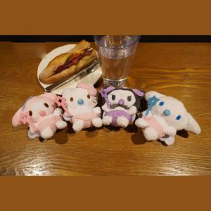 Wholesale New cute pacifier angel Kuromi big eared dog pudding KT baby plush toy doll keychain grab doll machine pendant