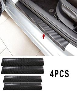 4pc Black Car Door Plate Stickers Fibra de carbono Varredor de carro Sill Sill Tampa Anti Scratch Decal universal para todos os car3193906