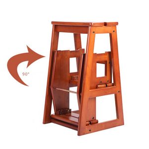 Modern Multi-functional Three-Step Library Ladder Chair Kitchen Furniture Folding Wooden Stool Chair Step Ladder For Home