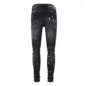 Frauenhose 2024 High Street Black Paint Distressed Purple Brand Jeans Modequalität 1: 1 28-40 Größe