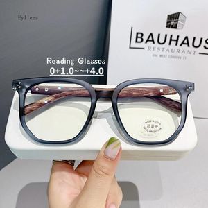 Sonnenbrille Mode Retro Holz Getreide Antiblau -Licht -Lesebrille für Frauen Square Rahmen Presbyopia Brille Diopter 1.0 bis 4.0