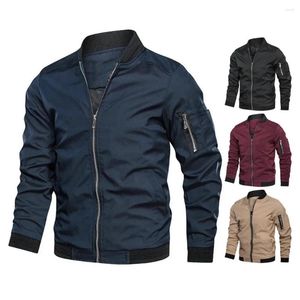 Jackets Men Jacket Men Jacket, elegante, casaco de colarinho de outono com punhos com rumores com zíper de rastreamento de racket para fora