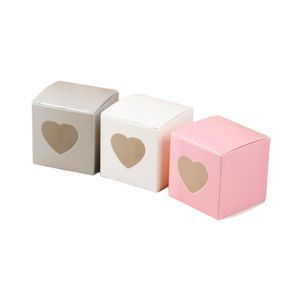 25/50 pezzi Kraft Paper Candy Box Pvc Transparent Heart Window Box Gift Borse Impegnazione BAGNI DECOLAZIONE DELLA PARTIZIONE DELLA PARTIZIONE DI BAGni