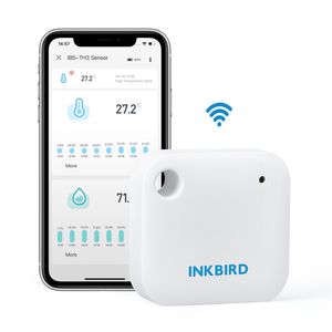 Bläckfågelficka-storlek 2,4 GHz WiFi Temperaturfuktighet Sensor inomhus termometer Hygrometer 2-i-1-sensor med temperaturalarm