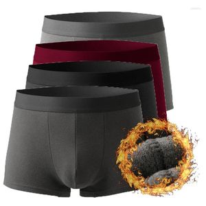 MUITAS PANTES 4 Pacote de lã de lã quente de inverno Men Masculino Boxadores de roupas íntimas viscose boxer breve shorts sexy de cintura elástica marca xxl vermelho