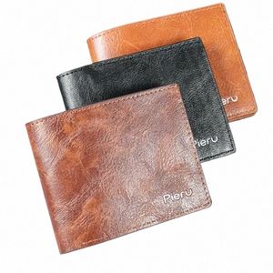 Erkekler sahte deri cüzdan yeni kısa gündelik erkek madeni para çantası büyük kapasite ufuk çanta tasarımcısı cüzdan cüzdanı billereta hombre q31a#