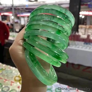 Strand Send Certificate Grade A Burma Jade Bangle Women Healing Jewelry Green Jadeite Myanmar Certified Jades Stone Bracelet