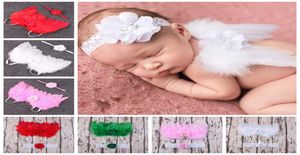 10set melek kanatlar tüy kanatlar bebek kız çiçek dantel kafa bandı po çekim saç aksesuarları için yenidoğan baş bant kostümü po p2815015
