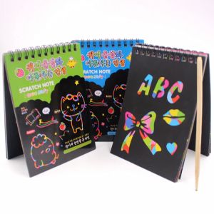 Notböcker Jonvon Satone 8 PCS Scratch Note Black Cardboard Creative Diy Draw Sketch Notes Kids Notebook Zakka Material Escolar Stationery