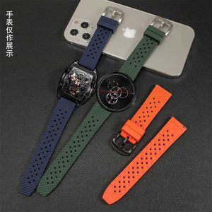 Watch Bands Barrel Type Rubber Watch Strap Substitute Openwork Mechanical Watch Z WET Series Flat Straight Mouth Silicone Watchband 22mmL2404