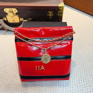 24b Garbage Bag Designer Bag Womens Mini Shoulder Bag Leather Two-Tone Striped Gold Hardware Metal Lettering Luxury Tote Coin Crossbody Bag Makeup Bags Purse 23cm