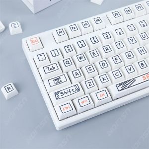 Accessoires USLION 125 Tasten Mechanische Tastatur Ins Anime Graffiti -Schlüsselkaps XDA HEIGHT ENGLISCHE PBT Simple Schlüsselkappen für Cherry Mx Switch