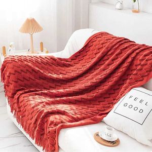 Cobertores Novo cobertor de arremesso de malha retrô para sofá -cama, cobertor, ar condicionado de escritório confortável de escritório, cobertor vermelho decorativo