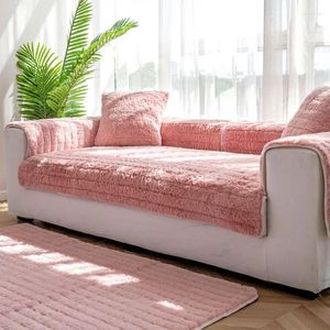 Stuhlabdeckungen verdickte Plüschsofa Deckung Feste Farbe warmes nicht rutsches Wohnzimmer High-End Home Decoration Protective Universal