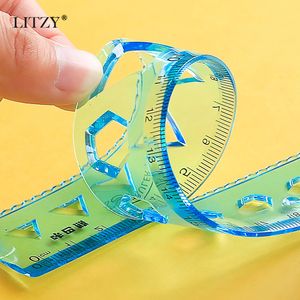 Litzy 4pcs Soft Geometry Ruler Set bast cofano matematiche per la cartoleria scolastica 15/20 cm Polpe di plastica.