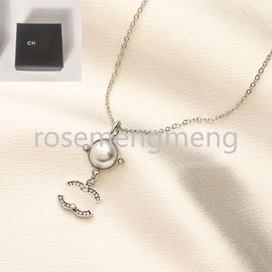 With Box Men Womens Designer Charm Necklace Diamond Letter Pendant 18k Gold-plated Stainless Steel Brand Necklaces Chain Pearl Choker Jewelry Gifts