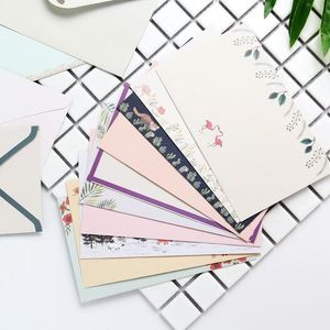 Opakowanie prezentów 6PCS A5 Letter Writing Paper 3PCS Paper Envelope Zestaw Piękny Linia Flower Strona Literary Style Stationery245u