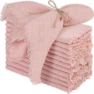 Table Napkin 12pcs 40x40cm Pink Gauze Napkins Soft Cotton Fabric Serviette Set Kitchen Tea Towels For Wedding Baby Shower Decorate