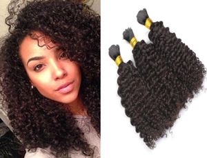 Brazilian Afro Kinky Curly Human Braiding Hair 9A 3pcs lot No Weft Bulks For African American Unprocessed Natural Black Hair4060205