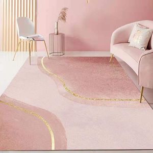 Nordic Style Sofa Couchtisch Matte Pink süßes Wohnzimmer Teppich Mädchen Schlafzimmer Nachtte Teppiche einfache abstrakte große Fläche Nicht-Schlupfmatten