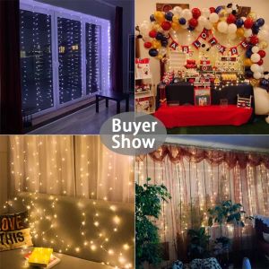 3m Luzes de Natal LED Curtain Garland Decorações de Feliz Natal para casa Presentes de Ano Novo Decoração de Festa de Casamento Navidad