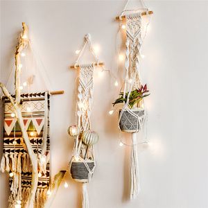 Macrame Sadzarka Wiszące Koszyk Bohemia Air Plant Hanger Uchwyt Kwiat Sadzarki Wieszknik Mini Tobestry Dekor Home Decor