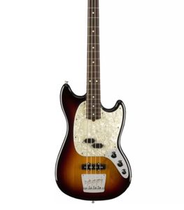 Custom mutang style 4 strings electric shortscale bass in tobacco sunburst with maple fretboard nut 38mm MM-style pickup No Pickguard