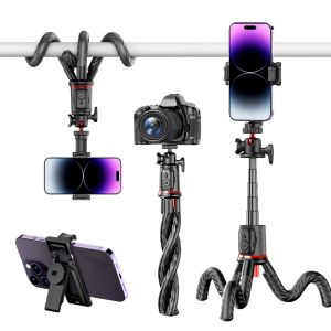 Tripods Selfie Stick Phone Tripod Stand, Extendable, Portable and Flexible Octopus Tripod for Smartphone and Camera with Wireless Remote