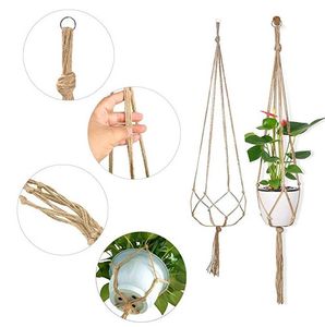 Plant Hanger Flower Pot Handmade Knitting Plant Holder Hanging Basket + Hook for Indoor Outdoor Home Garden Balcony Decoration