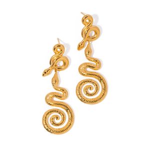 Designer Earrings for Women 18k Gold Stainless Steel Snake shaped 5.1cm Pendant Earrings Wholesale Free Shipping