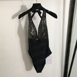Pullu Nakış Halter Mayo Kadınlar Bikinis Tasarımcısı Seksi Sırtsız Bodysuit Mayo Tatil Plaj Mavası Takım