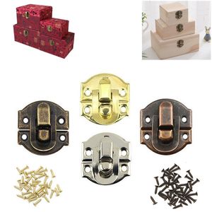 2PC Antique Metal Lock Jewelry Chest Gift Wine Wooden Box Decorative Padlock Hasps Latch With Screws Furniture Hardware