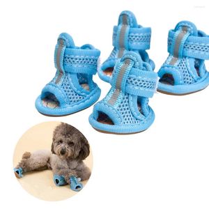 Abbigliamento per cani 4pcs sandali scarpe estive in rete traspirante per forniture per cuccioli (4x5cm blu)