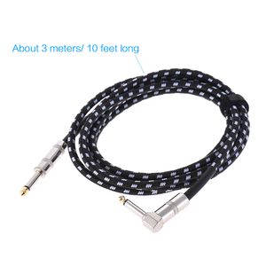 6 Meters/ 20 Feet Electric Guitar Bass Musical Instrument Cable Cord 1/4 Inch Straight to Right Angle Plug