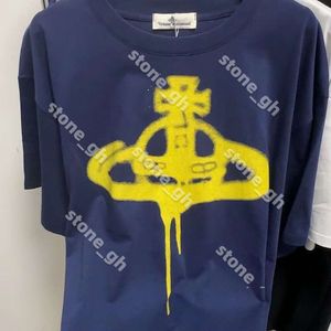 T-shirt di Duyou maschile a spray per la maglietta viviennely west in legno abbigliamento da marca da donna maglietta estiva con lettere cotone maglia di alta qualità top 850