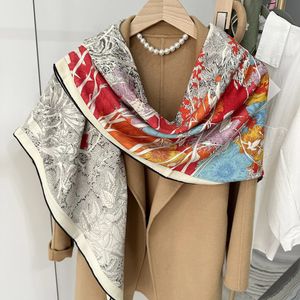 High-end Winter Scarf Women Luxury Brand Silk Cashmere Scarf Naturalize Print Design Square Scarf Pashmina Shawl Wool Kerchief 240325