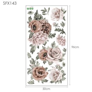 Large Peony Flower Wall Stickers Decal Living Bedroom Vinyl Colorful Pink Rose Flowers Wallpaper 3D Art Minimalist Decoration