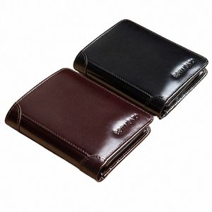 men's Wallets RFID Genuine Leather Trifold Wallets For Men with ID Window and Credit Card Holder a61p#