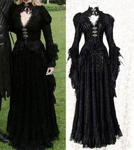 Sıradan Elbiseler Ortaçağ Noble Cosplay Cadılar Bayramı Kadın Kostüm Yetişkin Dantel Vampir 2021 Masquerade Kadınlar Dress3801389