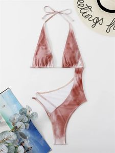 Swimwear femminile One Piece Women Hollow Out 2024 Tie Dye Swimsuit Swim Sexy Thong Monokini Bodying Abita