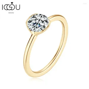 Pierścienie klastra iogou 1ct 6,5 mm moissanite zaręczynowy obrączka dla kobiet 925 Srebrny prawdziwy kolor okrągły diamentowy zespół GRA