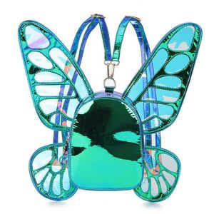 HBP не брендовый женский женский лазерный мини-рюкзак бабочка Ангел Крылья Дневная упаковка для девочек путешествует повседневная школьная сумка для школьной сумки. Голографическая кожа