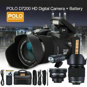 Konektörler Orijinal D7200 33MP Dijital Kamera DSLR 0.5x geniş açılı lens + 24x telefoto lens + LED ışık kamerası profesyonel dijital kamera