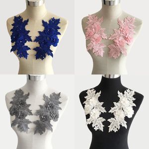 New arrive 3D flower Embroidery Applique Lace Collar Neckline DIY Sewing Rhinestone Lace Fabric Dresses Accessories Scrapbooking