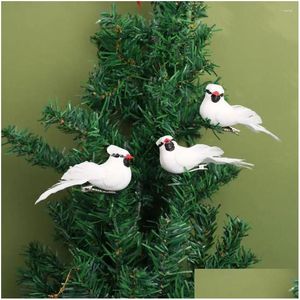 Garden Decorations Simated White Bird Feather Foam Greening Home Decoration Props Fake Micro Landscape Drop Delivery Patio Lawn Dh6Dr