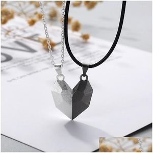 Collane a ciondolo amanti minimalisti abbinano la coppia di cuore amicizia che augura una fortunata collana magnetica in pietra di gioielli regalo dhwuy dhwuy