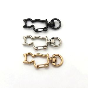 1st Metal Cat Shape Snap Hook New Style Clips Spring Gate Leather Craft Tiny Pet Leash Bag Strap Webbing Keychain Hooks DIY